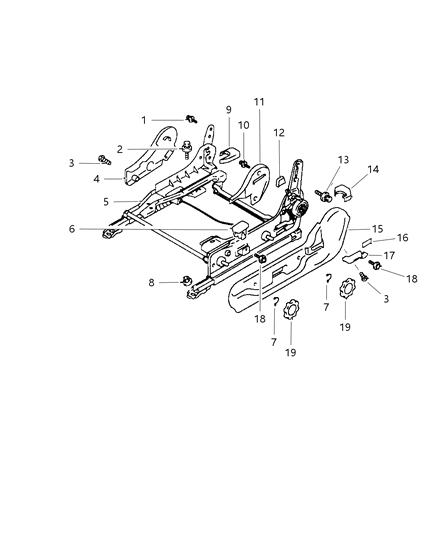 1997 Chrysler Sebring Adjusters - Left With Height Control Diagram