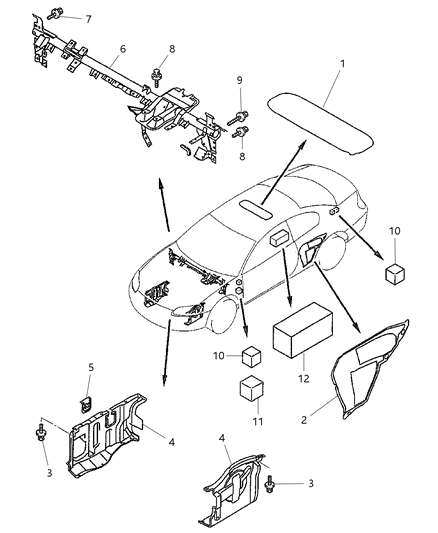 2003 Chrysler Sebring Coupe Front Panels Diagram