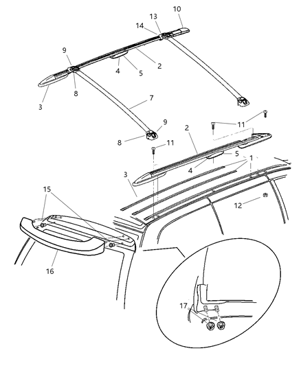 1999 Chrysler Town & Country Luggage Rack Diagram 1