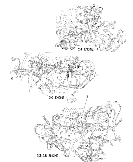 1997 Chrysler Town & Country Wiring - Engine & Related Parts Diagram