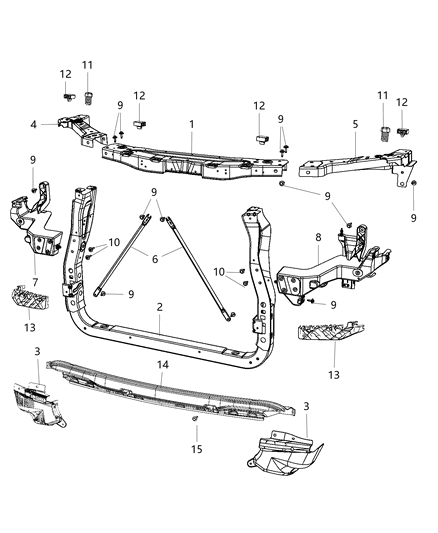 2015 Jeep Grand Cherokee CROSSMEMBER-Radiator Diagram for 5156110AB