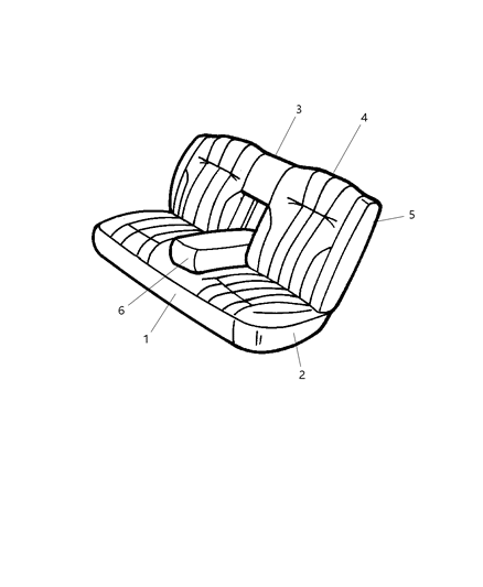 2003 Chrysler Concorde Rear Seat Cushion Cover Diagram for XY571L5AA