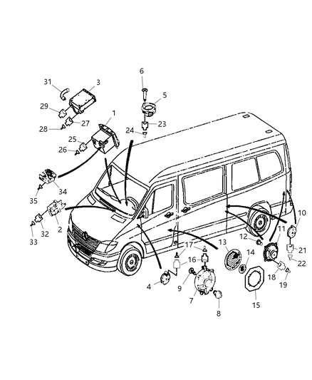 2009 Dodge Sprinter 2500 Radio & Speakers Diagram