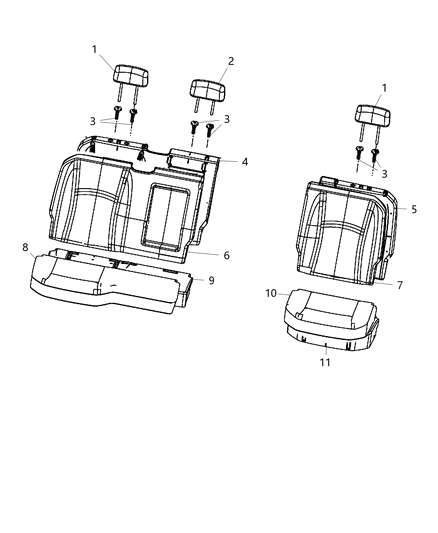 2018 Ram 1500 Rear Seat Back Diagram for 6QT03XDBAA