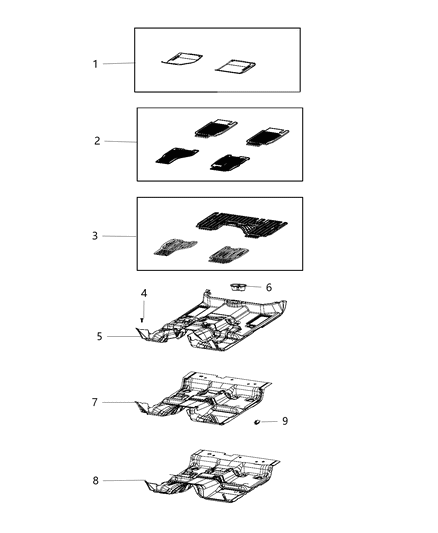 2018 Ram 3500 Carpet-Front Floor Diagram for 6NS68LC5AA