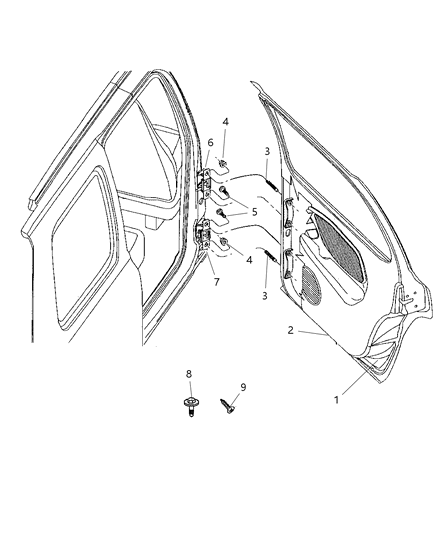 2005 Dodge Durango Door, Rear Shell & Hinges Diagram