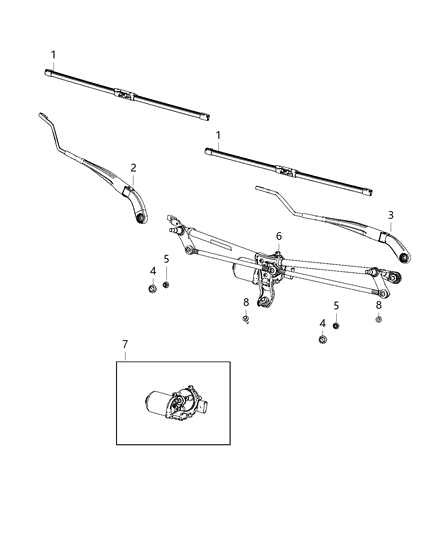 2021 Ram 1500 Wiper System, Front Diagram