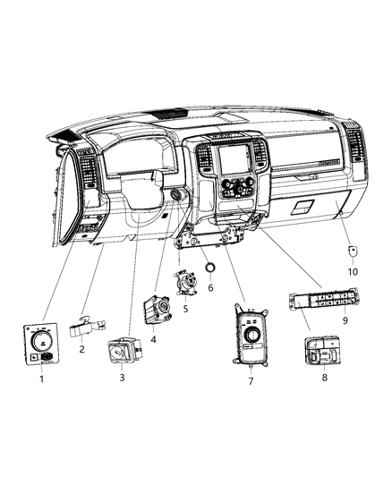 2016 Ram 2500 Switches - Instrument Panel Diagram