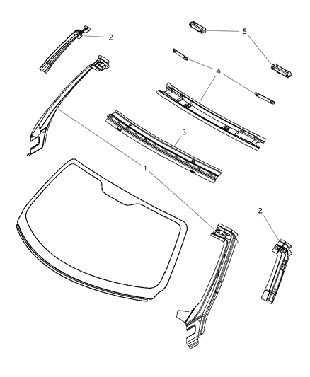 2005 Chrysler PT Cruiser Frame-Windshield Diagram for 5067197AA