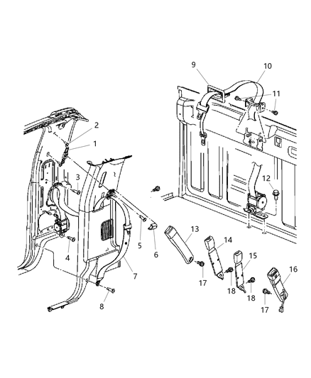 2011 Ram 3500 Front Center Seat Belt Diagram for 5KP94DK2AB