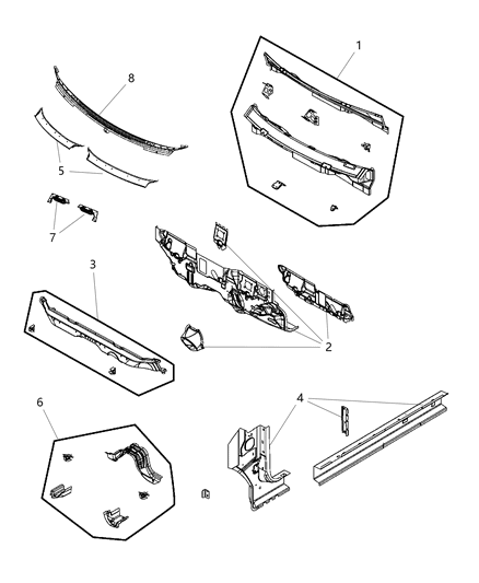 2011 Dodge Journey Cowl, Dash Panel & Related Parts Diagram