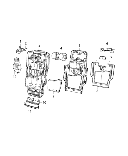 2020 Ram 1500 Plastics, Risers And Frames - Center Seat Diagram 1