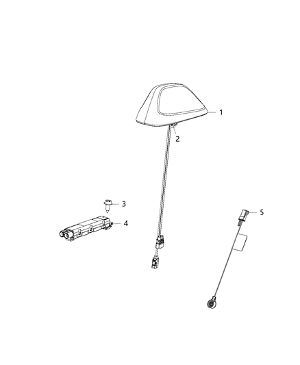 2014 Jeep Grand Cherokee Antenna-Base Cable And Bracket Diagram for 5091352AB