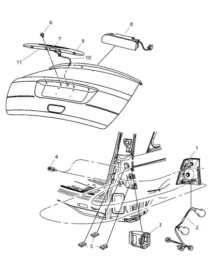 2007 Chrysler Pacifica Lamps - Rear Diagram