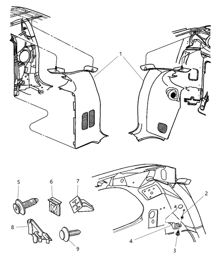 2002 Dodge Grand Caravan Molding-D Pillar Diagram for TP45WL5AA