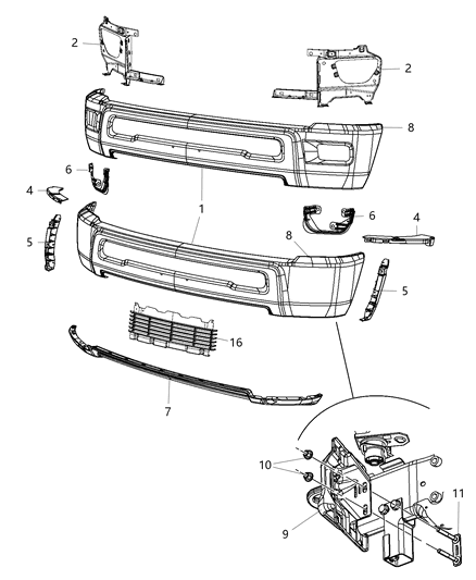 2016 Ram 3500 Bumper, Front Diagram