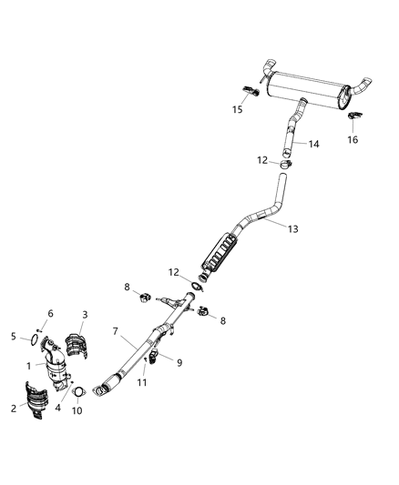 2021 Jeep Cherokee Exhaust Muffler Diagram for 68302554AB