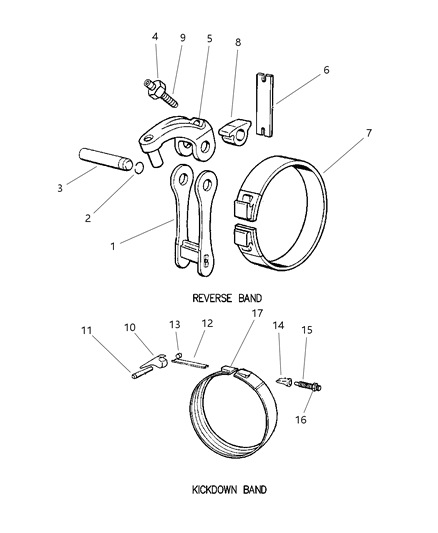 1999 Dodge Ram 1500 Bands, Reverse & Kickdown With Linkage Diagram 2