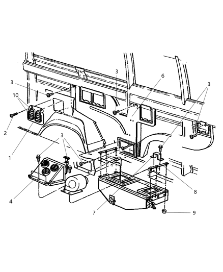 1997 Dodge Ram Van Ducts & Outlets Rear Diagram