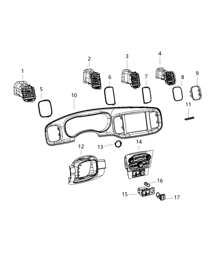 2020 Dodge Charger Instrument Panel - Trim Diagram