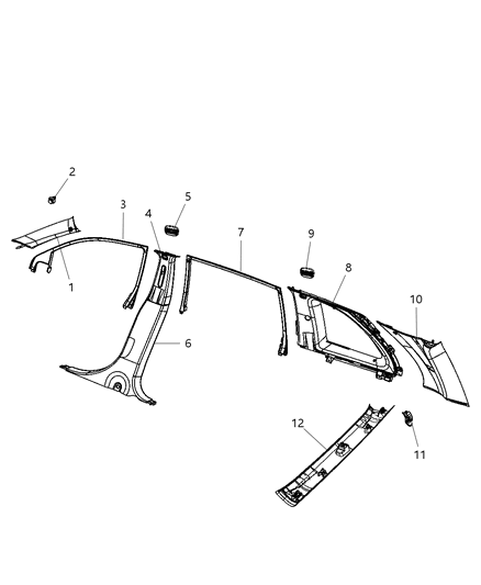 2008 Chrysler Pacifica Panel-B Pillar Lower Trim Diagram for ZT40BDAAB