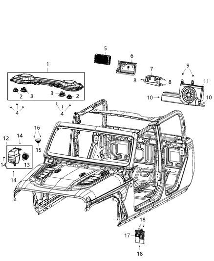 2020 Jeep Gladiator Speakers, Amplifier And Sub Woofer Diagram