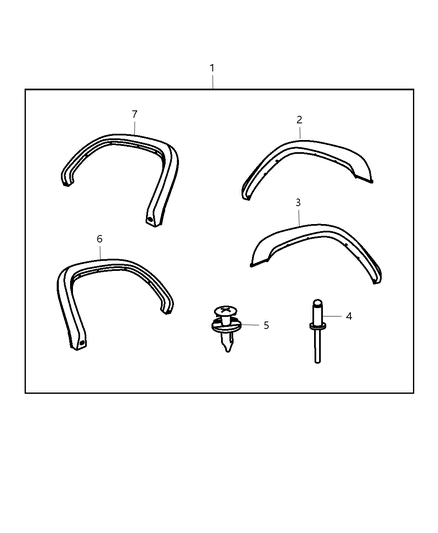 2010 Dodge Dakota Molding Kit - Wheel Flares Diagram