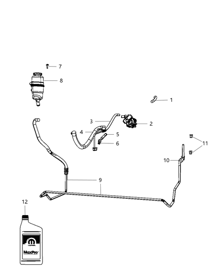 2009 Jeep Wrangler Power Steering Pump Assembly With Pulley Diagram for 52060171AE