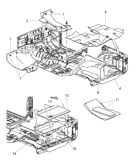 2011 Jeep Wrangler Carpet-Front Floor Diagram for 1RL09DX9AD