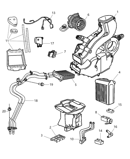 2002 Dodge Grand Caravan Aux. Air Conditioning And Heater Diagram