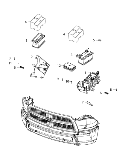 2018 Ram 2500 Battery, Tray, And Support Diagram 2