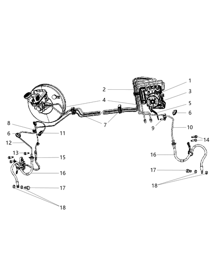 2010 Dodge Avenger Hydraulic Control Unit & Tubes - Front Diagram 2