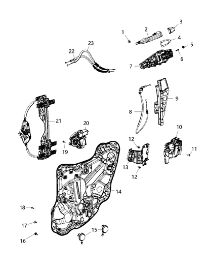 2021 Jeep Compass Rear Door Window Regulator Diagram for 68292133AA