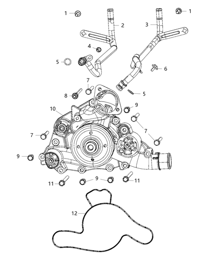 2021 Ram 1500 Water Pump Diagram for 68165882AD