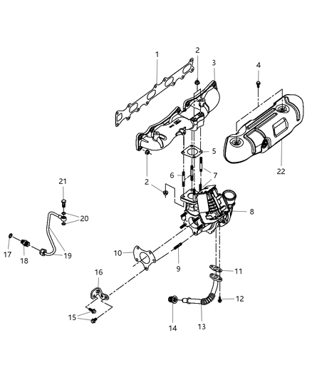 2007 Jeep Wrangler Exhaust Manifold & Turbocharger & Mounting Diagram 1