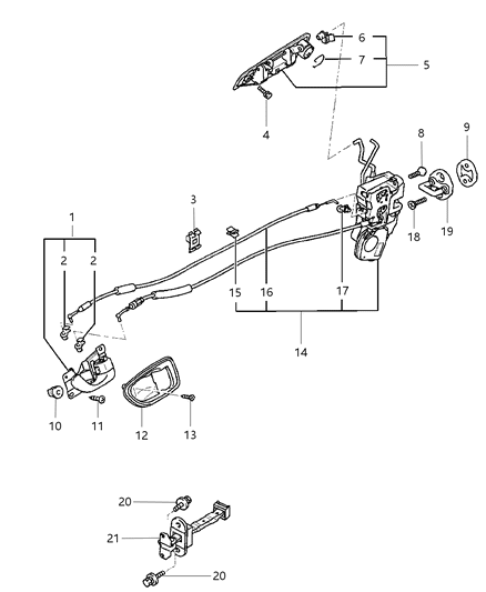 2001 Dodge Stratus Door Latch Assembly Front Diagram for MR349945