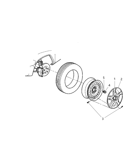 2001 Chrysler Town & Country Covers & Caps, Wheel Diagram