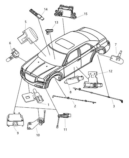 2005 Chrysler 300 Sensors - Body Diagram