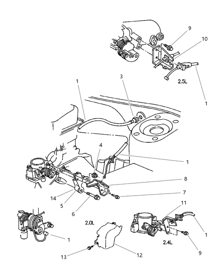 1997 Chrysler Cirrus GROMMET-Throttle Control Cable Diagram for 4592019