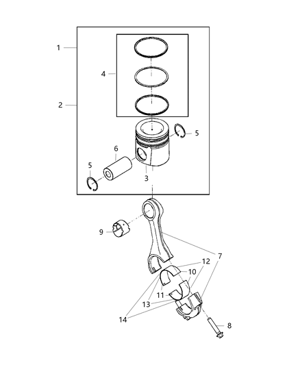 2011 Ram 4500 Pistons, Piston Rings, Connecting Rods & Connecting Rod Bearing Diagram