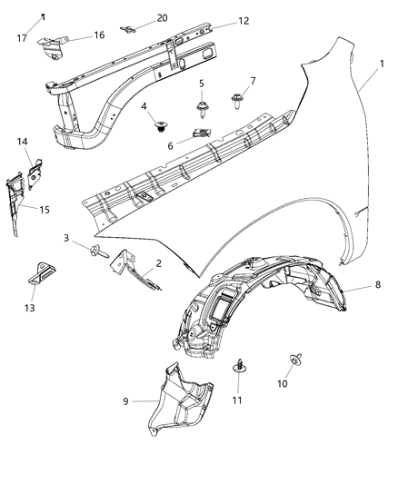 2015 Ram 1500 Panel-Fender Diagram for 68054339AG