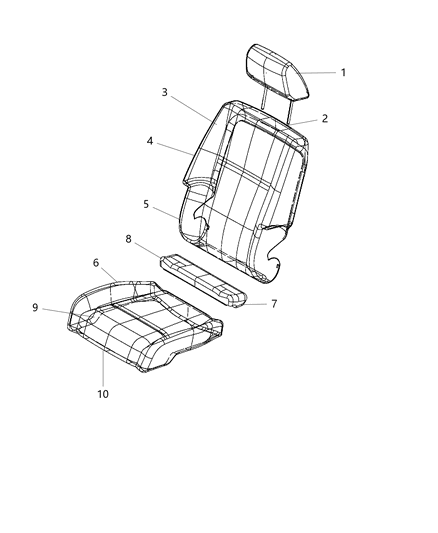 2011 Dodge Journey Front Seat Cushion Cover Diagram for 5VR89DW1AA