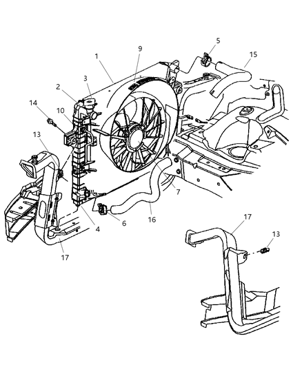 2000 Jeep Grand Cherokee Engine Cooling Radiator Diagram for 2AMR2263AA