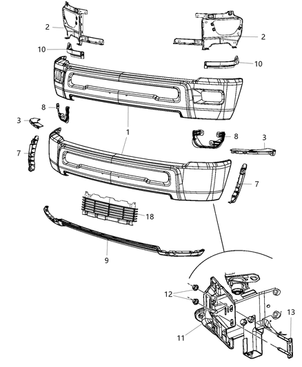 2017 Ram 3500 Bumper, Front Diagram