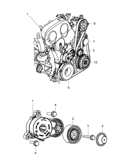 2009 Chrysler Sebring Pulley & Related Parts Diagram 1