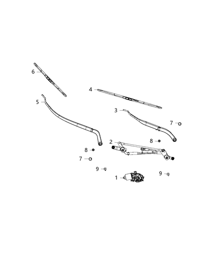2021 Jeep Cherokee Wiper System, Front Diagram