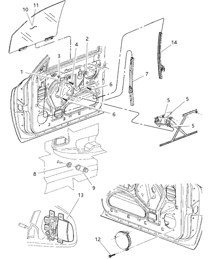 2001 Dodge Dakota Bracket-Inside Handle Diagram for 55257456AA