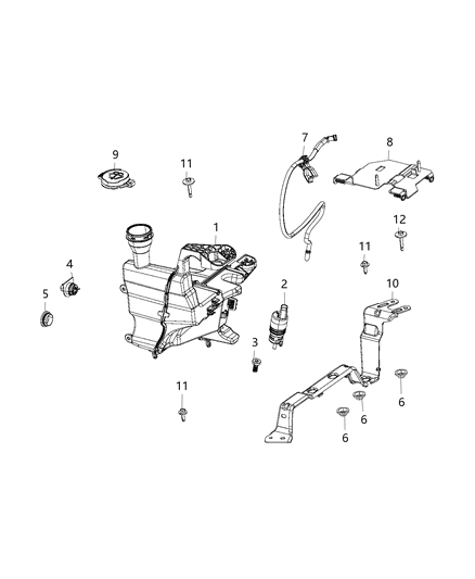 2021 Jeep Wrangler Windshield Washer Diagram for 68523876AA