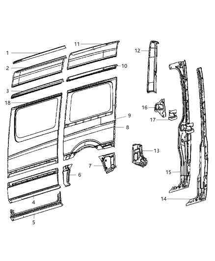 2007 Dodge Sprinter 3500 Outer Side Panel, Right Diagram