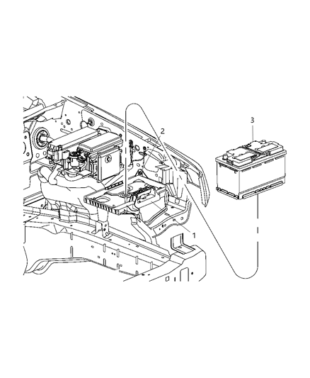 2008 Jeep Commander Battery, Tray, And Support Diagram